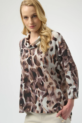 Joseph Ribkoff Off-White/Multi Animal Print 3/4 Sleeves Tunic Top 254033