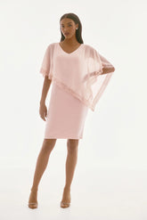 Joseph Ribkoff Lace Trim Chiffon Overlay Sheath Dress 251773