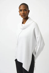 Joseph Ribkoff Cowl Neck Embellished Asymmetric Sweater Top 253913