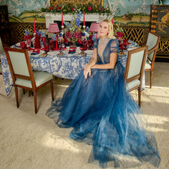 Blue Isla Toile Tablecloth