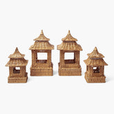 Natural Rattan Pagoda Lantern Set