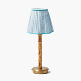Bamboo Rechargeable Lamp with Soft Blue Lotus Shade (18cm)