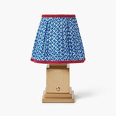 Square Rechargeable Lamp with Cobalt & Red Lotus Shade (18cm)