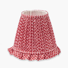Glass Bardot Rechargeable Lamp with Red Lotus Ruffle Shade (18cm)