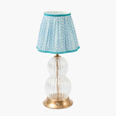 Glass Bardot Rechargeable Lamp with Soft Blue Lotus Shade (18cm)
