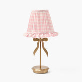 Marilyn Bow Rechargeable Lamp with Pink Gingham Ruffle Shade (18cm)