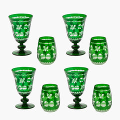 Emerald Anita Engraved Glassware (Set of 8)