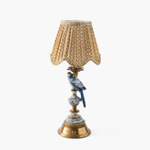 Blue Parrot Rechargeable Lamp with Caramel Lotus Deep Scalloped Shade (18cm)