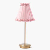 Tall Rechargeable Lamp with Pale Pink Frilled Silk Shade (18cm)