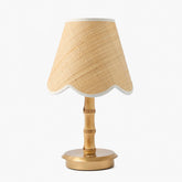 Bamboo Short Rechargeable Lamp with Grasscloth Shade (18cm)