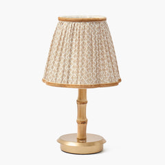Bamboo Short Rechargeable Lamp with Putty Lotus Shade (18cm)