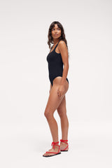 Square Neck One Piece | Crispy Black