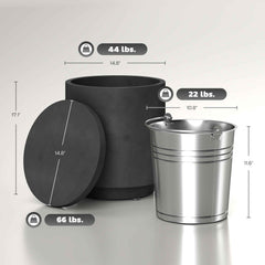 3-in-1 Concrete Outdoor Side Table with Ice Bucket | 2.6 Gal Cooler Bar Table