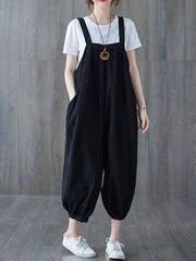 Cropped Hemp Overall Dungarees - Elastic Cuff Design