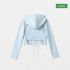 Women's Cropped Long-Sleeve Hoodie with Built-In Chest Pads – 4 Colors