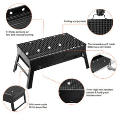 Foldable Portable Charcoal BBQ Grill – 17" Cooking Surface for Camping & Tailgating