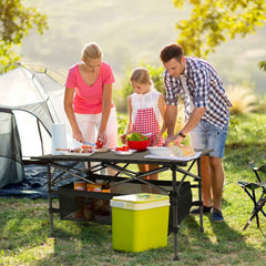 Folding Aluminum Camping Table with Mesh Storage Basket