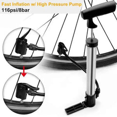 Mini Bike Pump | 116 PSI, Leak-Proof, Portable with Mount Bracket & Ball Needle