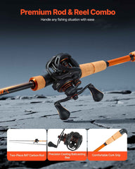 IM7 Carbon Fiber Baitcasting Rod & Reel Combo — 7 ft, 7+1 BB