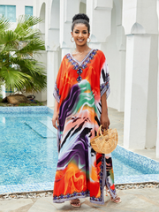 Sound Of Love Women's Rayon Multicolor Kaftan Dress
