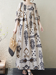 Women's  Summer Beautiful Ethnic Style Printed  Kaftan Dress