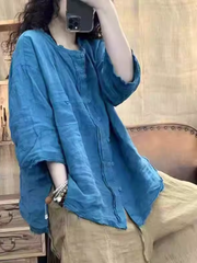Women's Summer Artistic Retro Loose Casual Button Up Tops