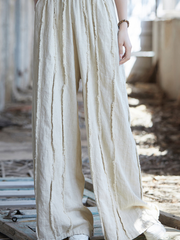 Women's Summer Wear Ramie Color Brushed Loose Bottom