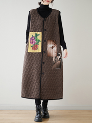 Women’s Winter Relaxed & Comfy Modern Patch Sleeveless Coat