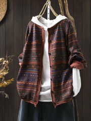 Women's Fashionable Daily Look Crew Neck Buttons Sweater