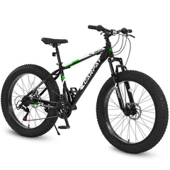 26" Fat Tire Mountain Bike | Full Shimano 21-Speed, Dual Disc Brakes & Front Suspension