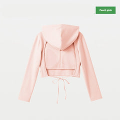 Women's Cropped Long-Sleeve Hoodie with Built-In Chest Pads – 4 Colors