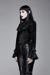 Black Gothic Lotus Leaf Corsage False Two Piece Womens Swallow Tailed Coats