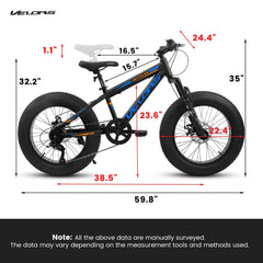 20" Fat Tire Mountain Bike | Full Shimano 7-Speed, Dual Disc Brakes & Front Suspension