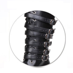 Black Leather Belt Buckle Lace Up High Lolita Boots