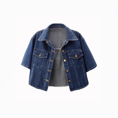 Women's Cropped Denim Jacket – Dark Blue & Light Blue