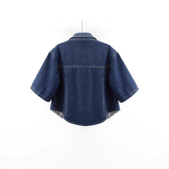 Women's Cropped Denim Jacket – Dark Blue & Light Blue