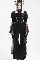 Black Long Sleeves Hollow Lace Tassels Women's Gothic Jacket