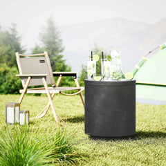 3-in-1 Concrete Outdoor Side Table with Ice Bucket | 2.6 Gal Cooler Bar Table