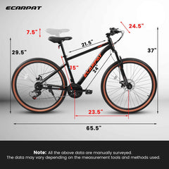 24" Teen Mountain Bike | 21-Speed, Disc Brakes, Front Suspension & Brown Edge Tires