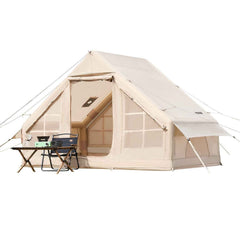 3–5 Person Inflatable Glamping Tent – Easy 15-Min Setup with Hand Pump & Carry Bag | Beige