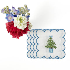Scalloped Christmas Tree Cocktail Napkins (Set of 4)