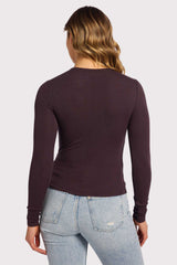 Slinky Rib Long Sleeve Shirt | Eggplant