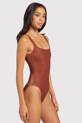 Shimmer Square Neck One Piece | Scarlet
