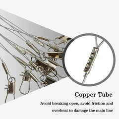 Stainless Steel Fishing Wire Leader Rigs – 24pcs with Swivel Snaps, Beads & Arms