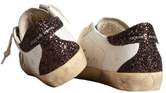 Golden Goose Super Star with silver star and brown glitter heel tab (Women’s)