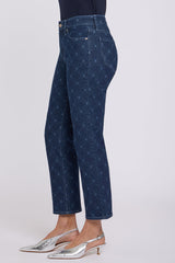 Marilyn Straight Ankle Jeans - Geo Flower Print