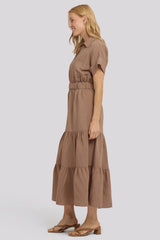 Belted Tiered Shirtdress - Toasted Coconut