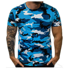 Men's Camouflage T-Shirt – Short Sleeve, Round Neck, Polyester, 4 Colors, XL-5XL