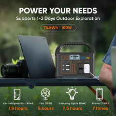 100W Portable Power Station 24000mAh LiFePO4 Charging Station Solar Generator 220V/110V Energy Storage Power Supply for Camping