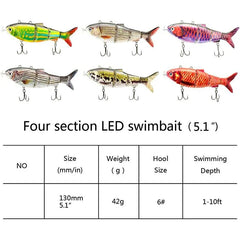 USB Rechargeable Electric Robotic Fishing Lure – 4-Segment Auto Swimbait, 90mm & 130mm